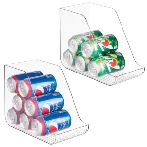 mDesign Large Plastic Standing Pop/Soda Can Dispenser Storage Organizer Bin for Kitchen Pantry, Countertops, Cabinets, Refrigerator - Compact Vertical Holder - 2 Pack - Clear