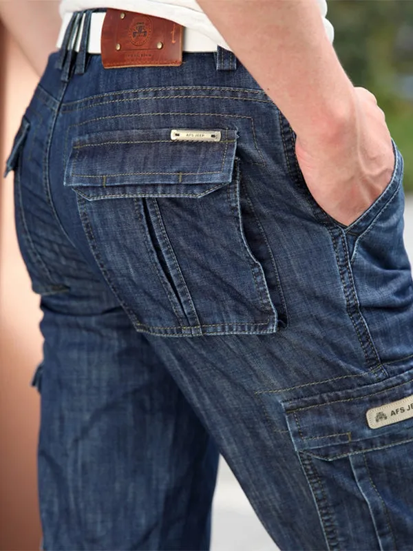 Men's Multi Pocket Straight Cargo Jeans