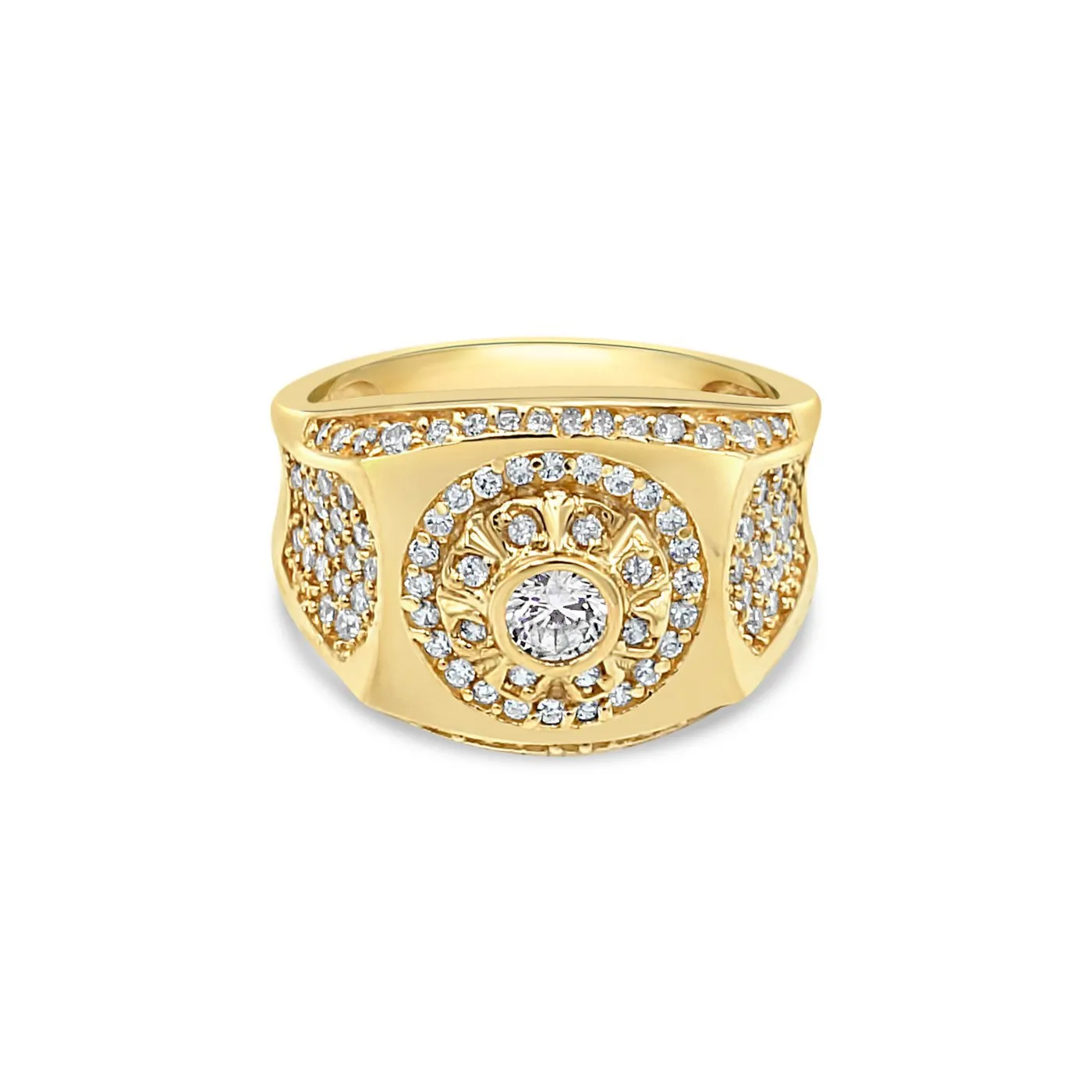 Men's Pave set ring in 14kt Gold