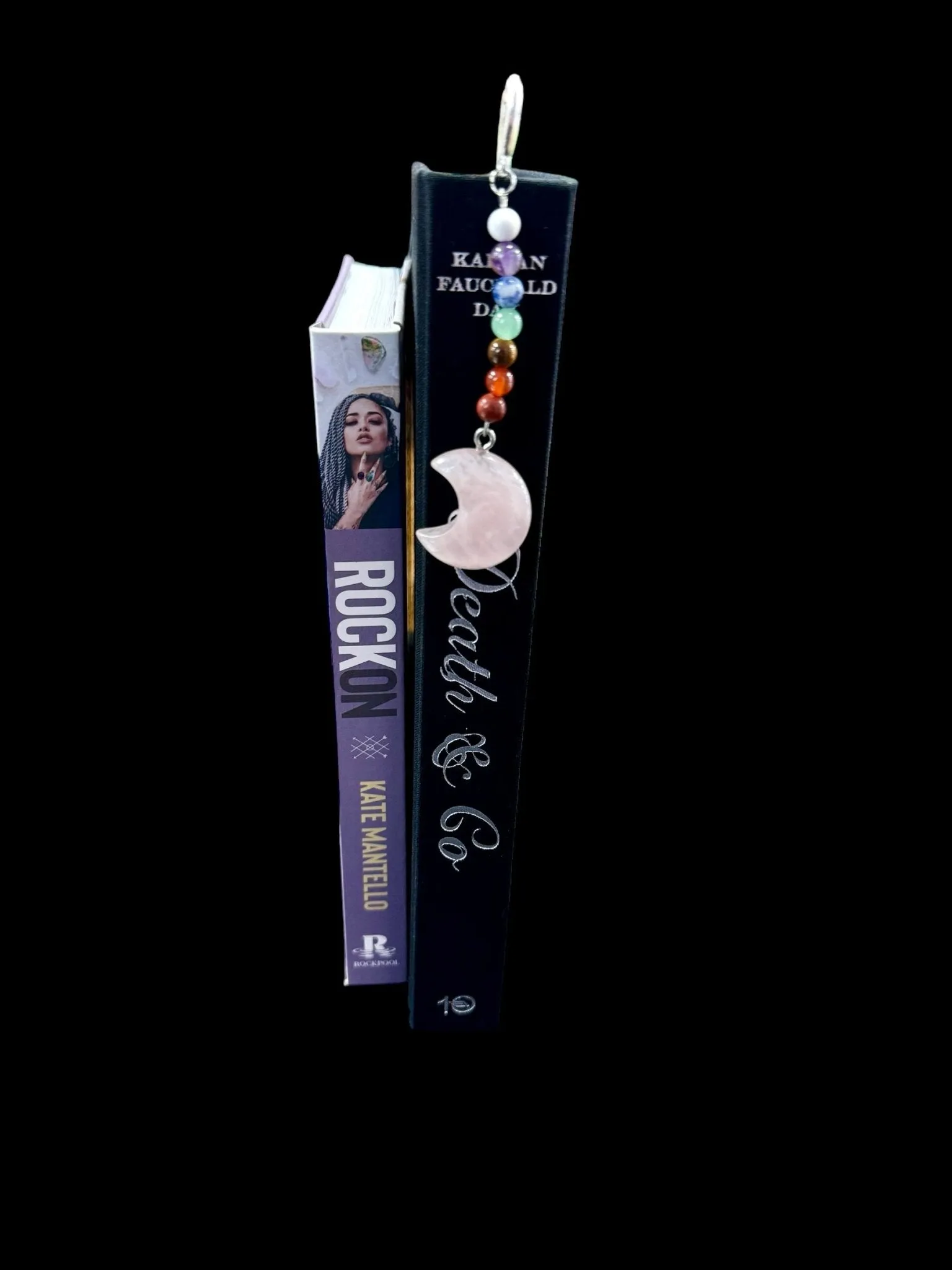 Metal Feather, Gemstone Moon & Chakra Stone Bookmark