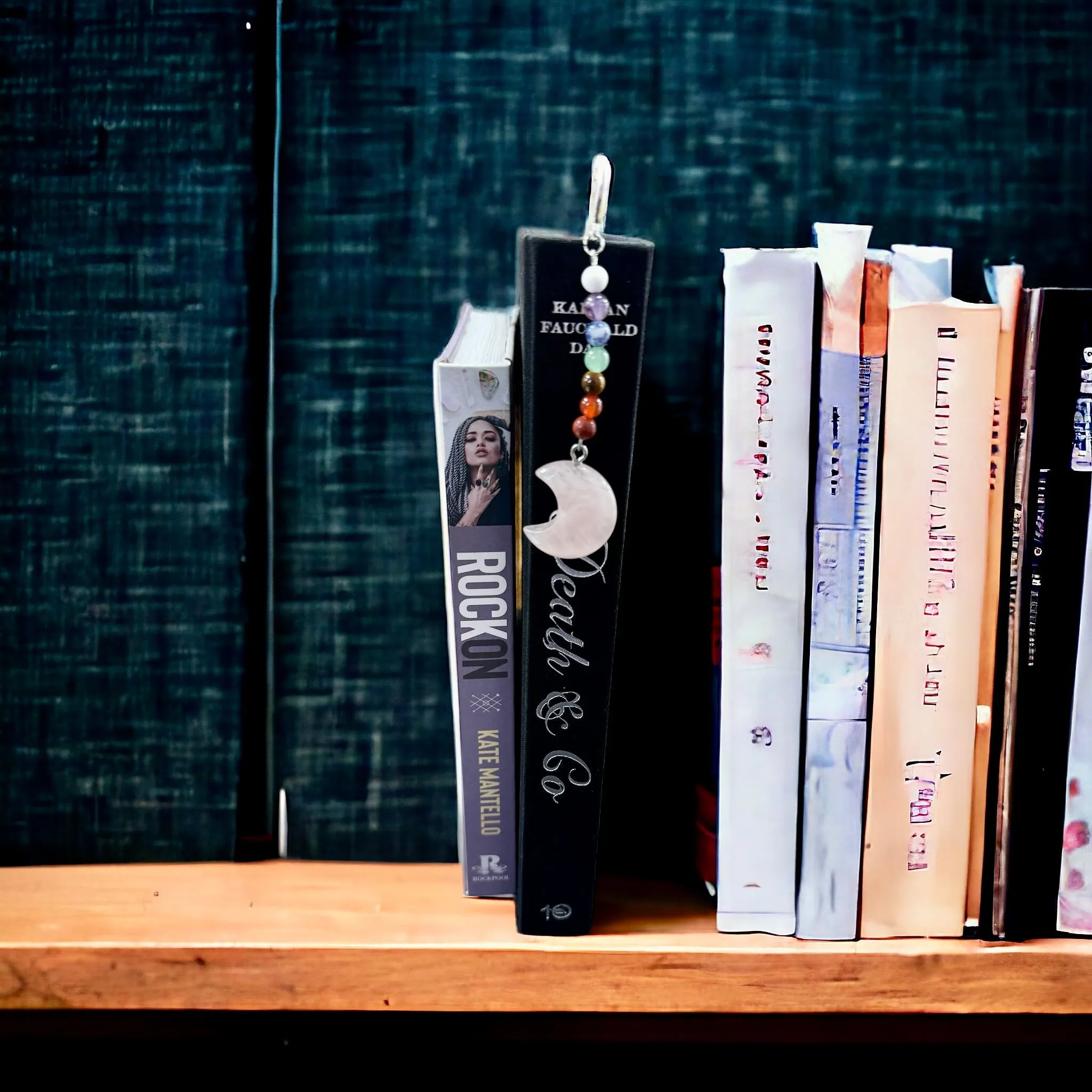 Metal Feather, Gemstone Moon & Chakra Stone Bookmark