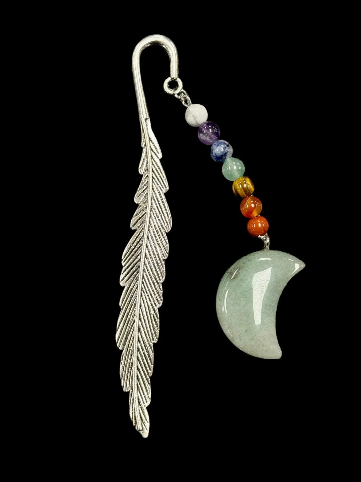 Metal Feather, Gemstone Moon & Chakra Stone Bookmark
