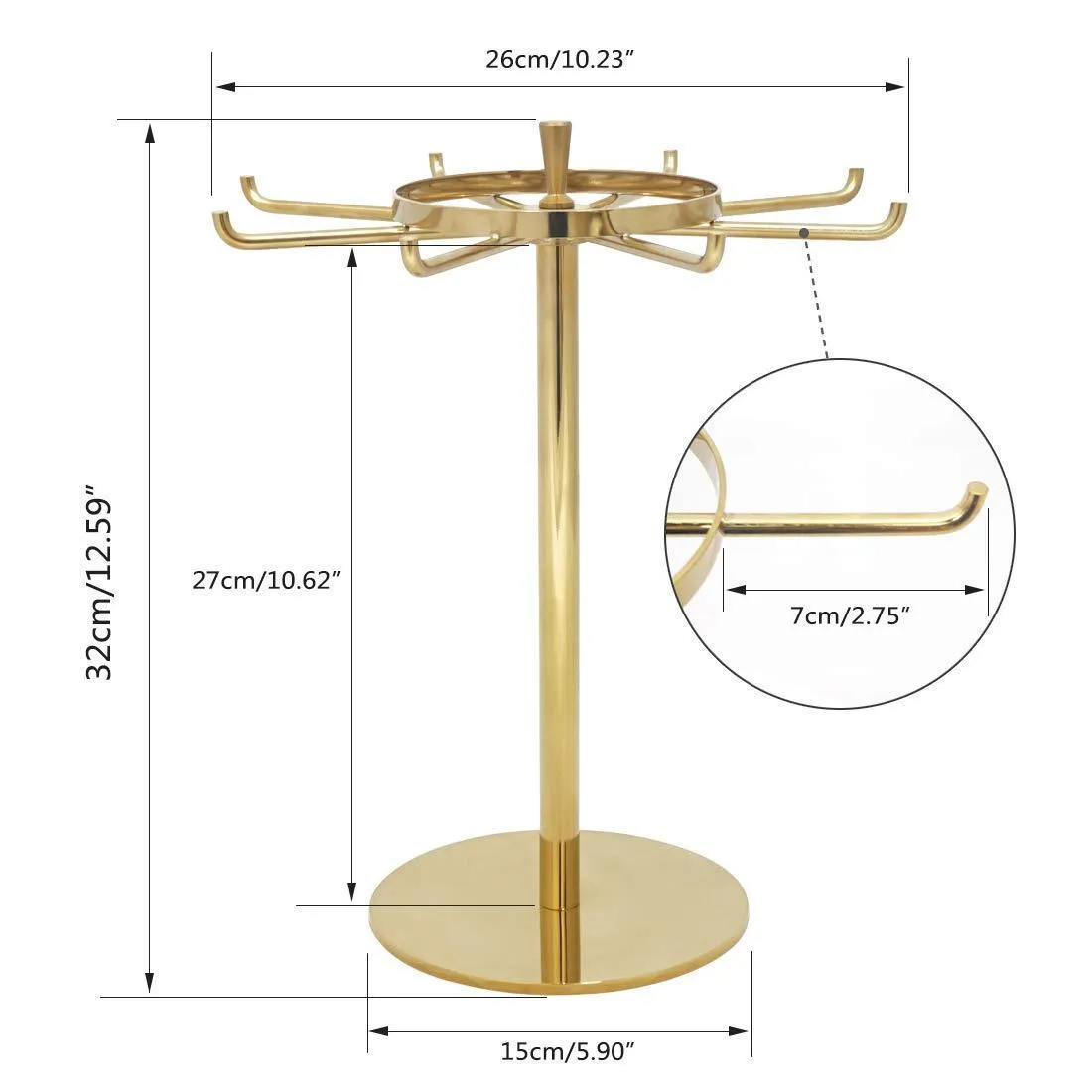 Metal Jewelry Display Stand, Gold Rotatable Table Top Jewelry Display Holder Necklaces, Bracelets, Earrings, Ring Hanging Jewelry Organizer,Gold