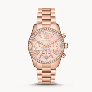Michael Kors Lexington Lux Chronograph Rose Gold-Tone Stainless Steel Women's Watch - MK7242B