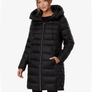 MICHAEL Michael Kors Black Long Packable Down Fill Coat Jacket Size PS