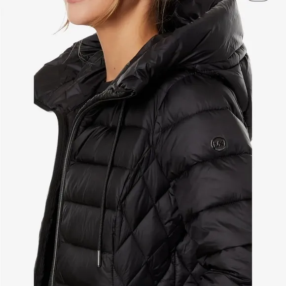 MICHAEL Michael Kors Black Long Packable Down Fill Coat Jacket Size PS