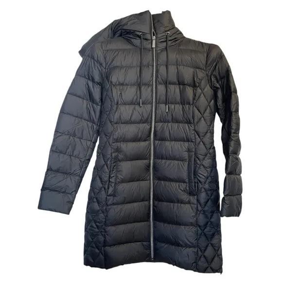 MICHAEL Michael Kors Black Long Packable Down Fill Coat Jacket Size PS