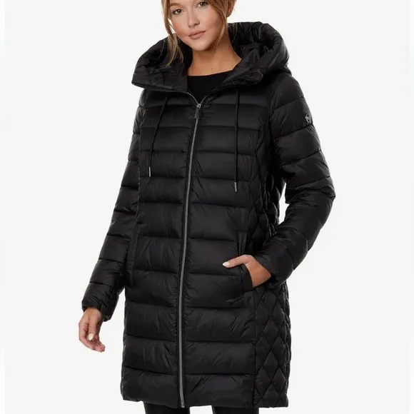 MICHAEL Michael Kors Black Long Packable Down Fill Coat Jacket Size PS