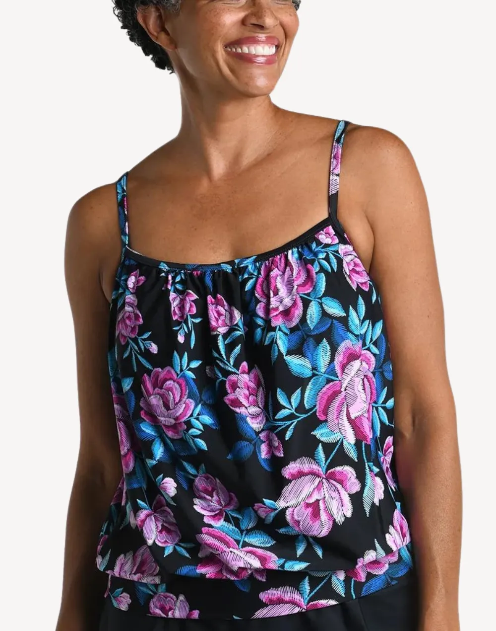 Midnight Orchid Blouson Tankini Top