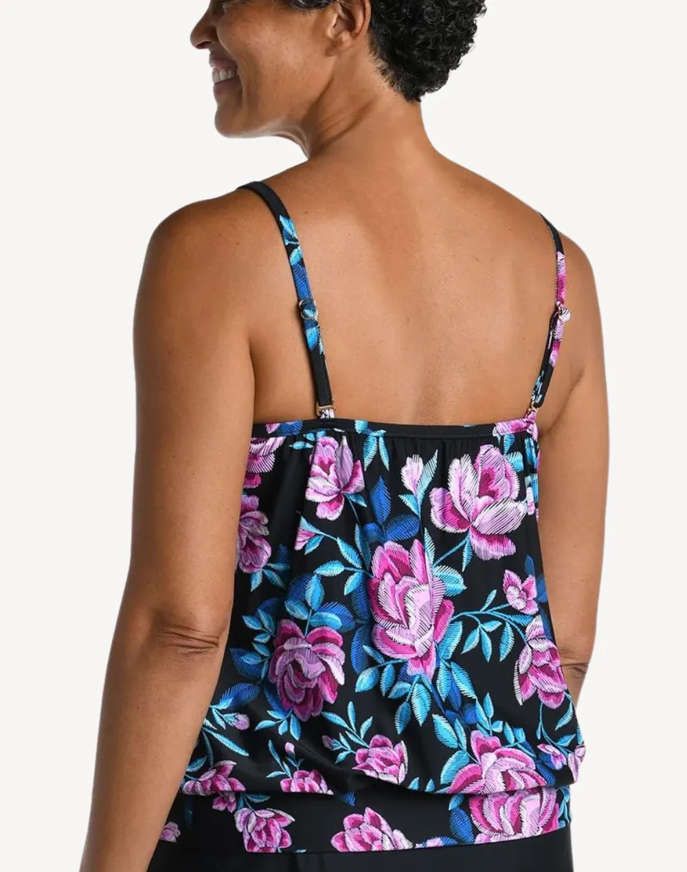 Midnight Orchid Blouson Tankini Top