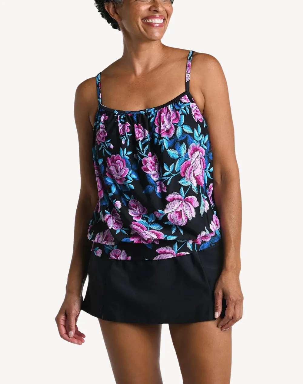 Midnight Orchid Blouson Tankini Top