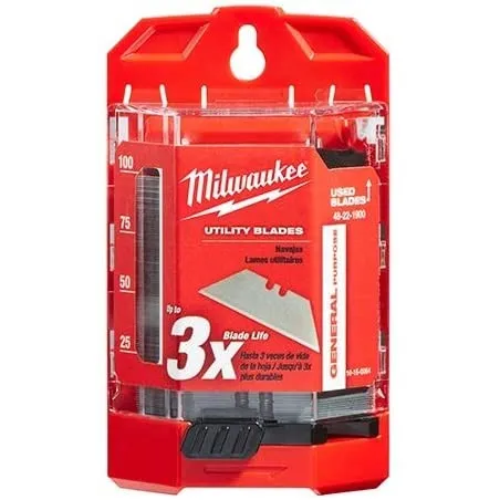 Milwaukee 48-22-1900 100 PC General Purpose Utility Blades w/ Dispenser