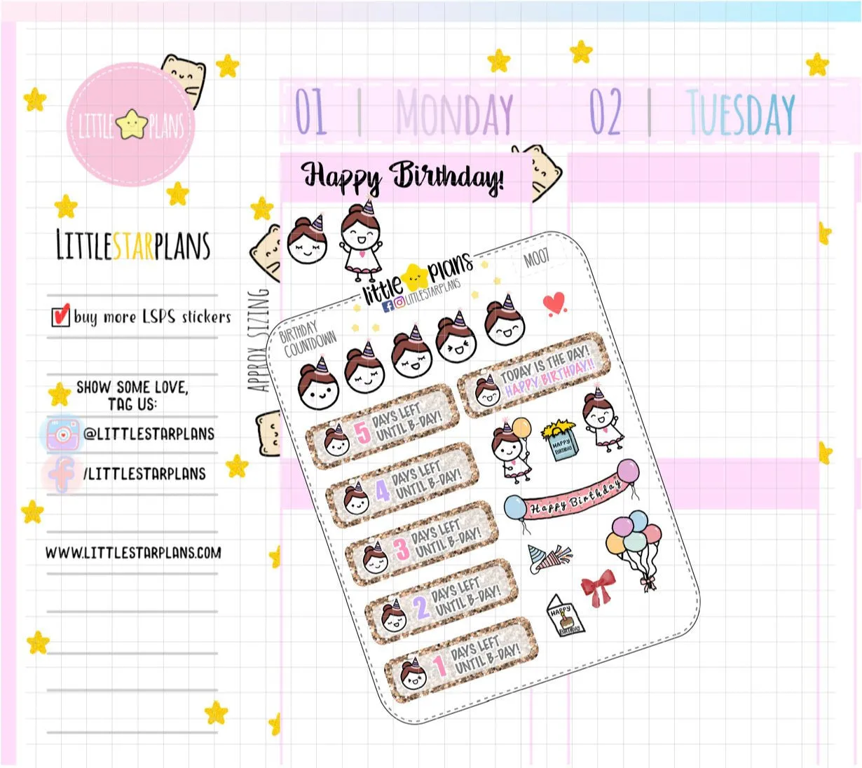 Mimi - Functional Birthday Countdown Planner Stickers (MI007)