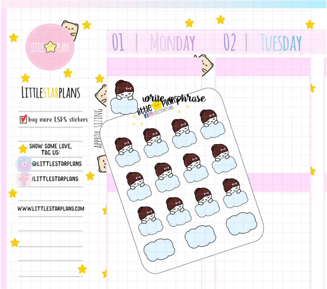 Mimi Functional Cloud Planner Stickers (M141b)