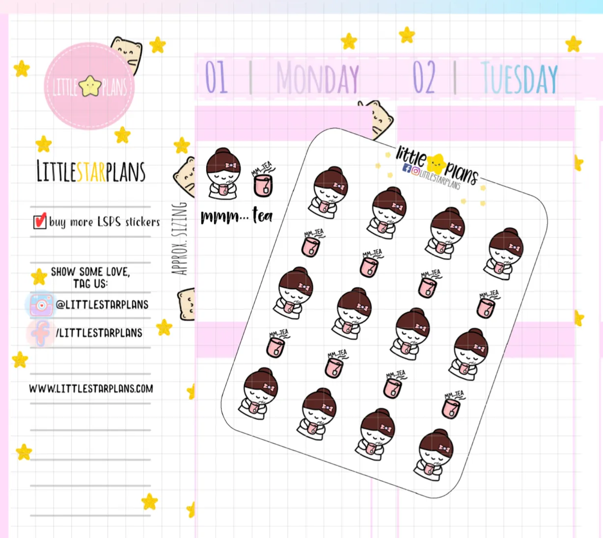 Mimi Tea Lover, Tea Obsession V2 Planner Stickers (M176)