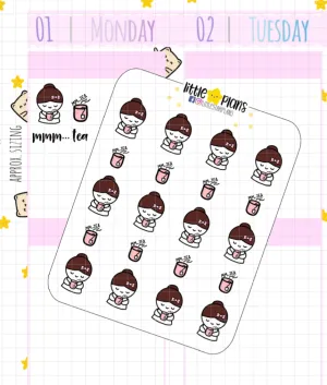 Mimi Tea Lover, Tea Obsession V2 Planner Stickers (M176)