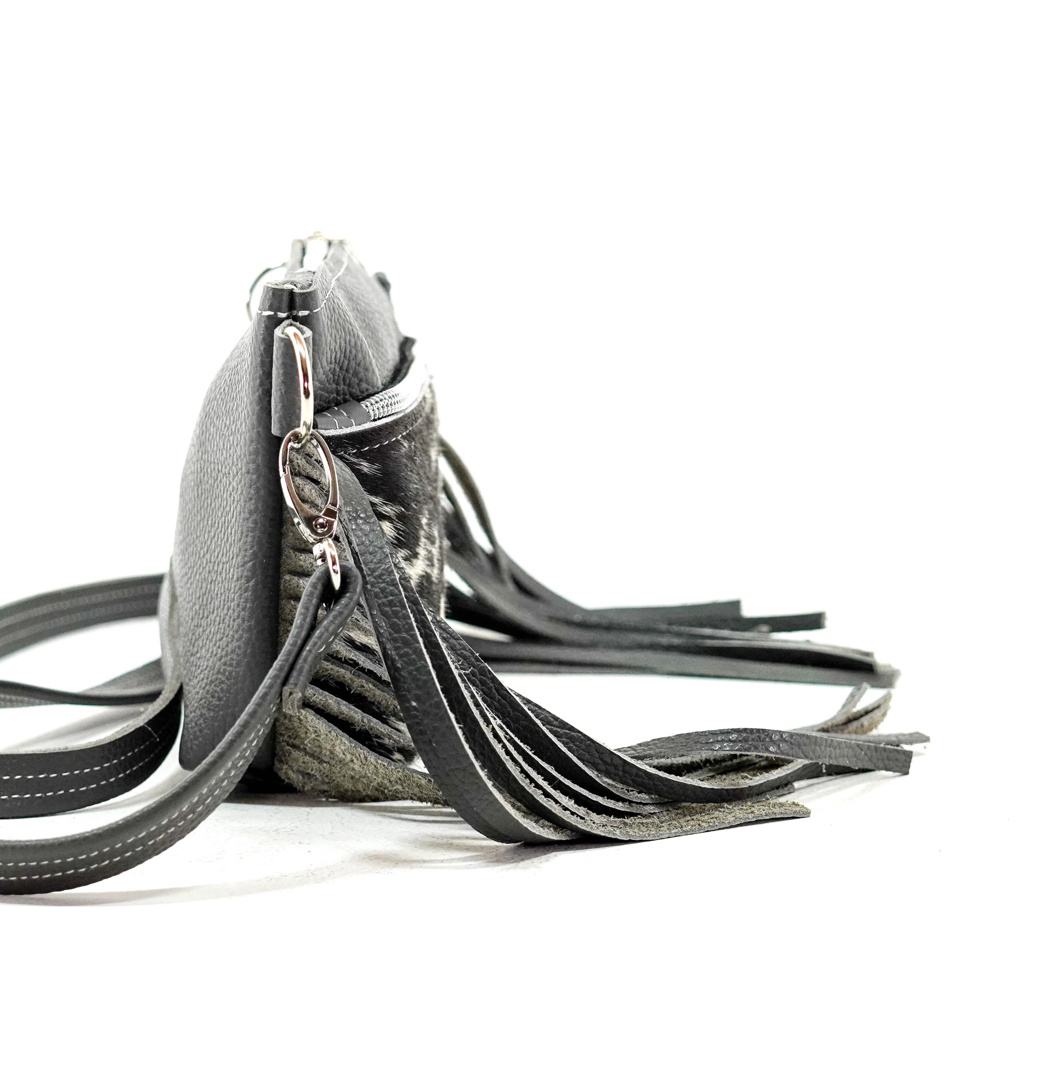 Miss Kitty - Black & White w/ Grey Pebble Leather