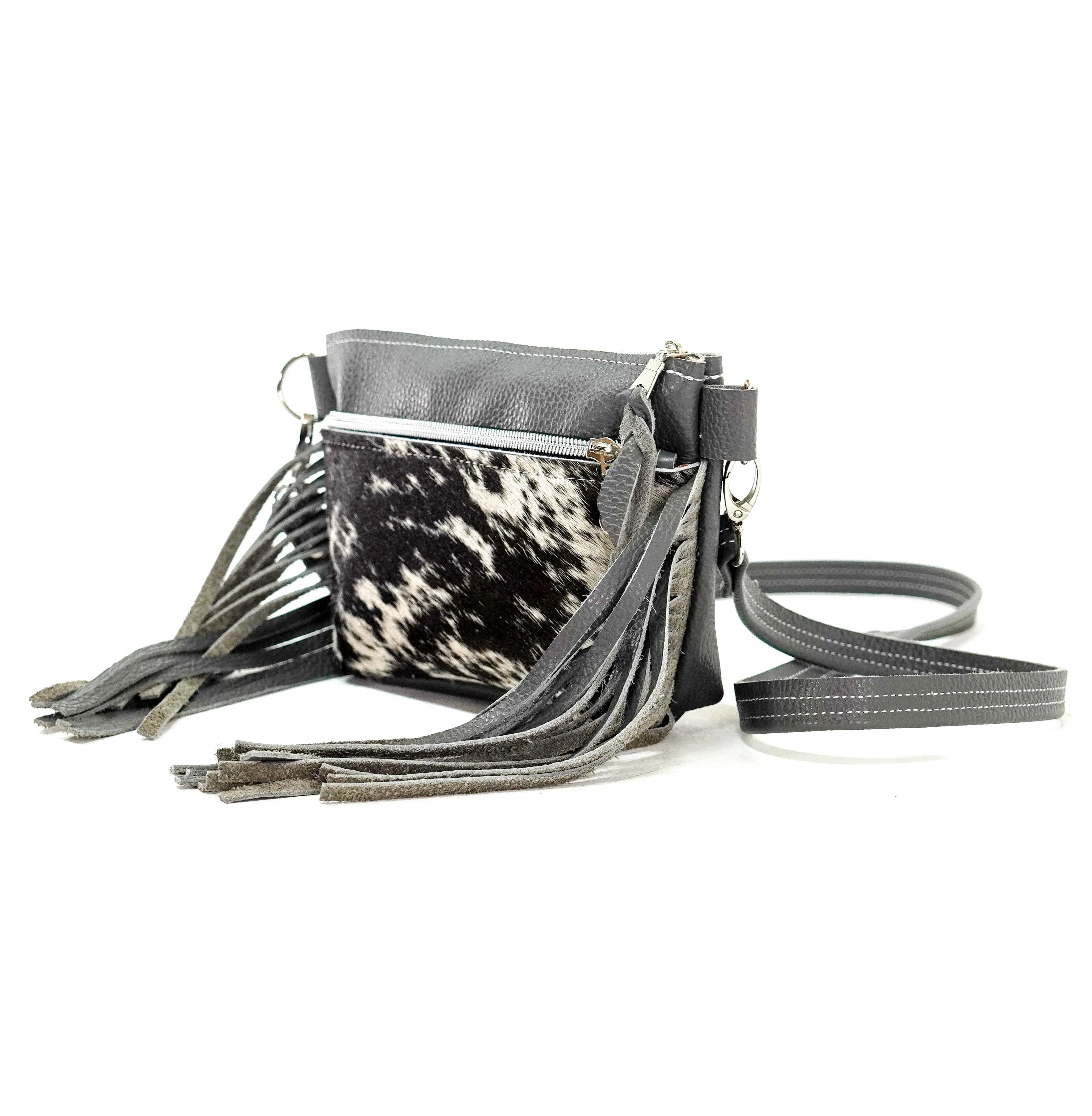 Miss Kitty - Black & White w/ Grey Pebble Leather