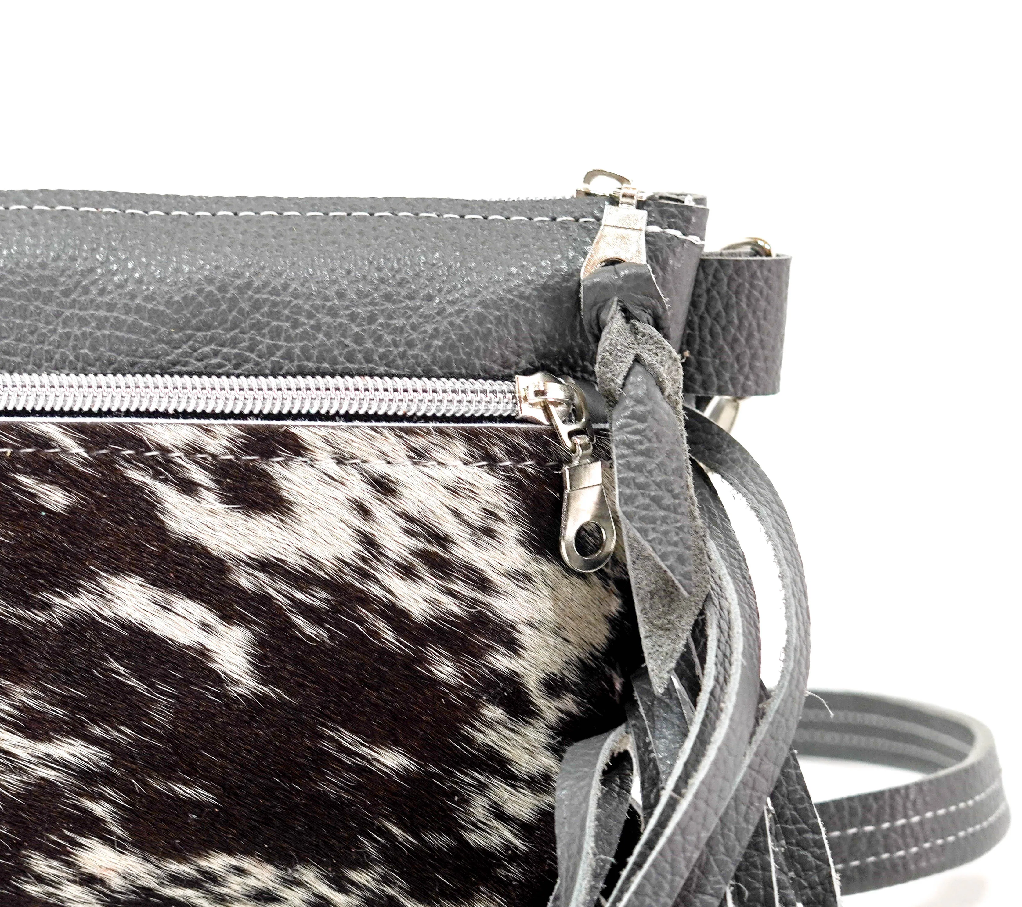 Miss Kitty - Black & White w/ Grey Pebble Leather