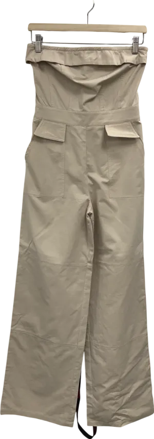 Misspap Beige Utility Detail Bandeau Wide Leg Jumpsuit UK 6