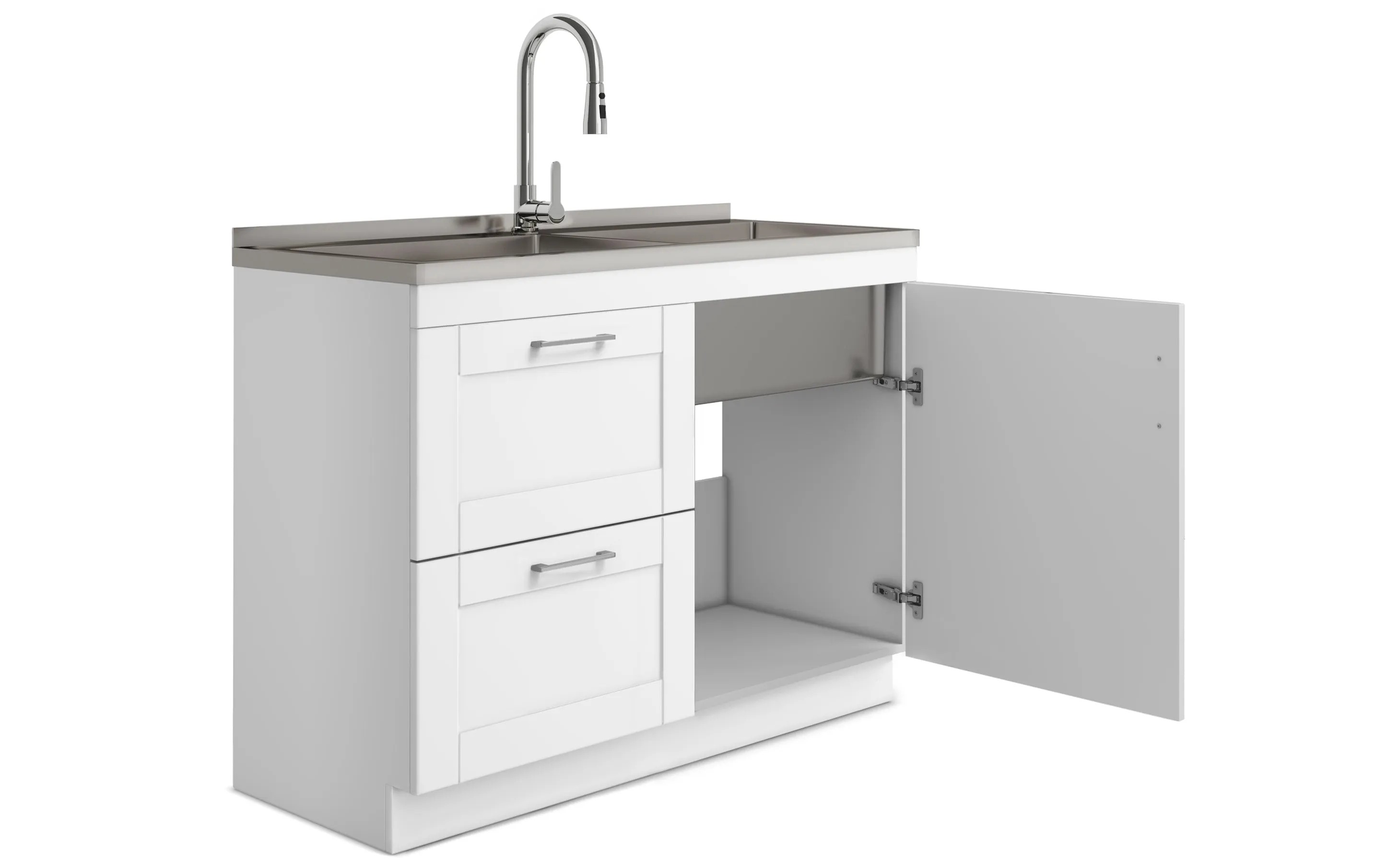 Modern Wide Shaker All-In-One 46 inch Laundry Utility Sink and Cabinet
