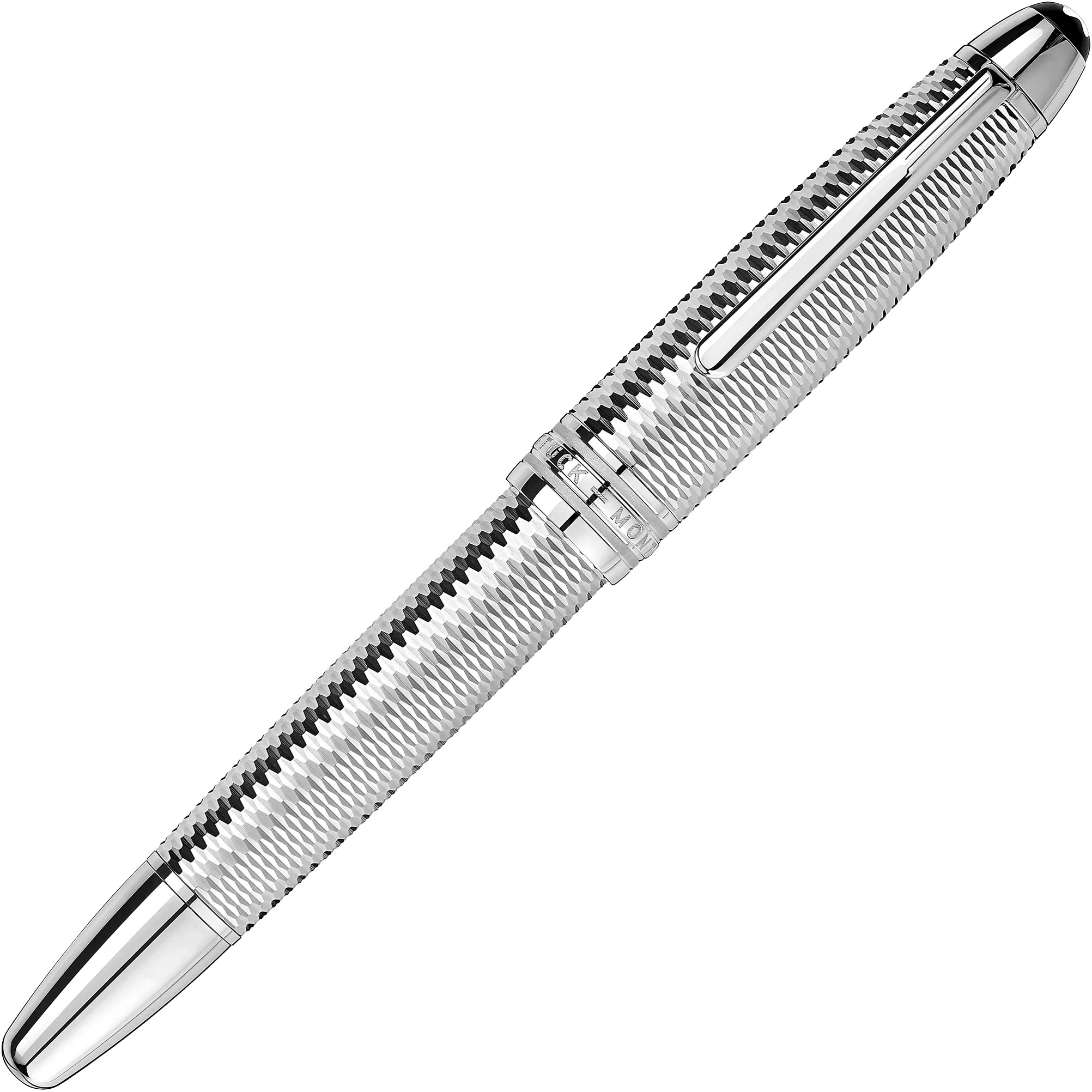 Montblanc fountaining Meisterstück Geometry Solitaire Legrand Punta M Platinum Finish Silver color 118097