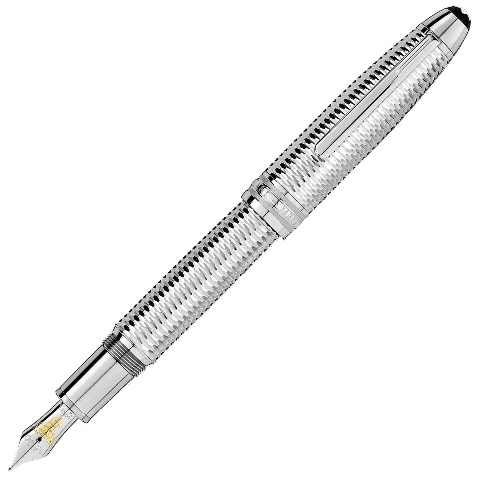 Montblanc fountaining Meisterstück Geometry Solitaire Legrand Punta M Platinum Finish Silver color 118097