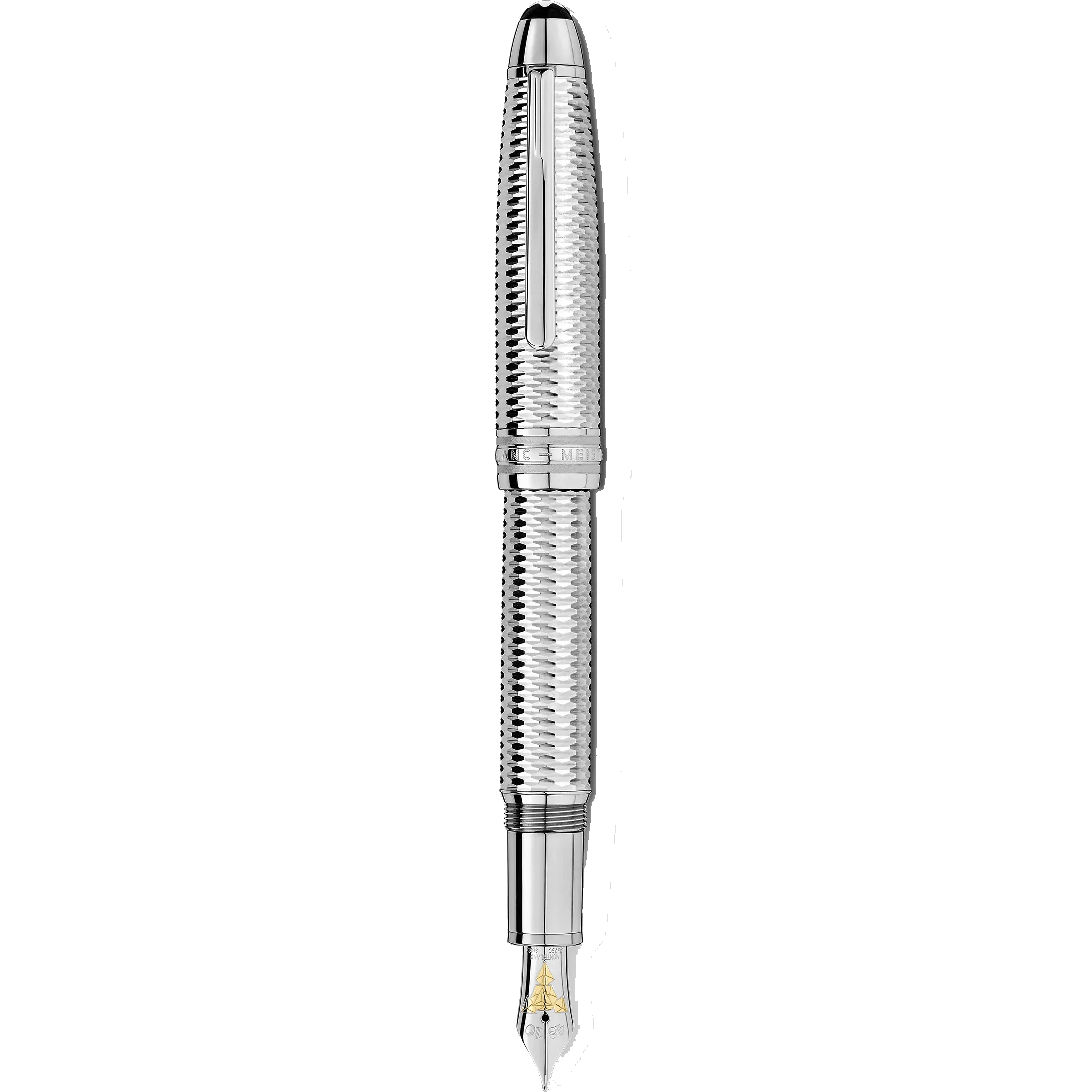 Montblanc fountaining Meisterstück Geometry Solitaire Legrand Punta M Platinum Finish Silver color 118097