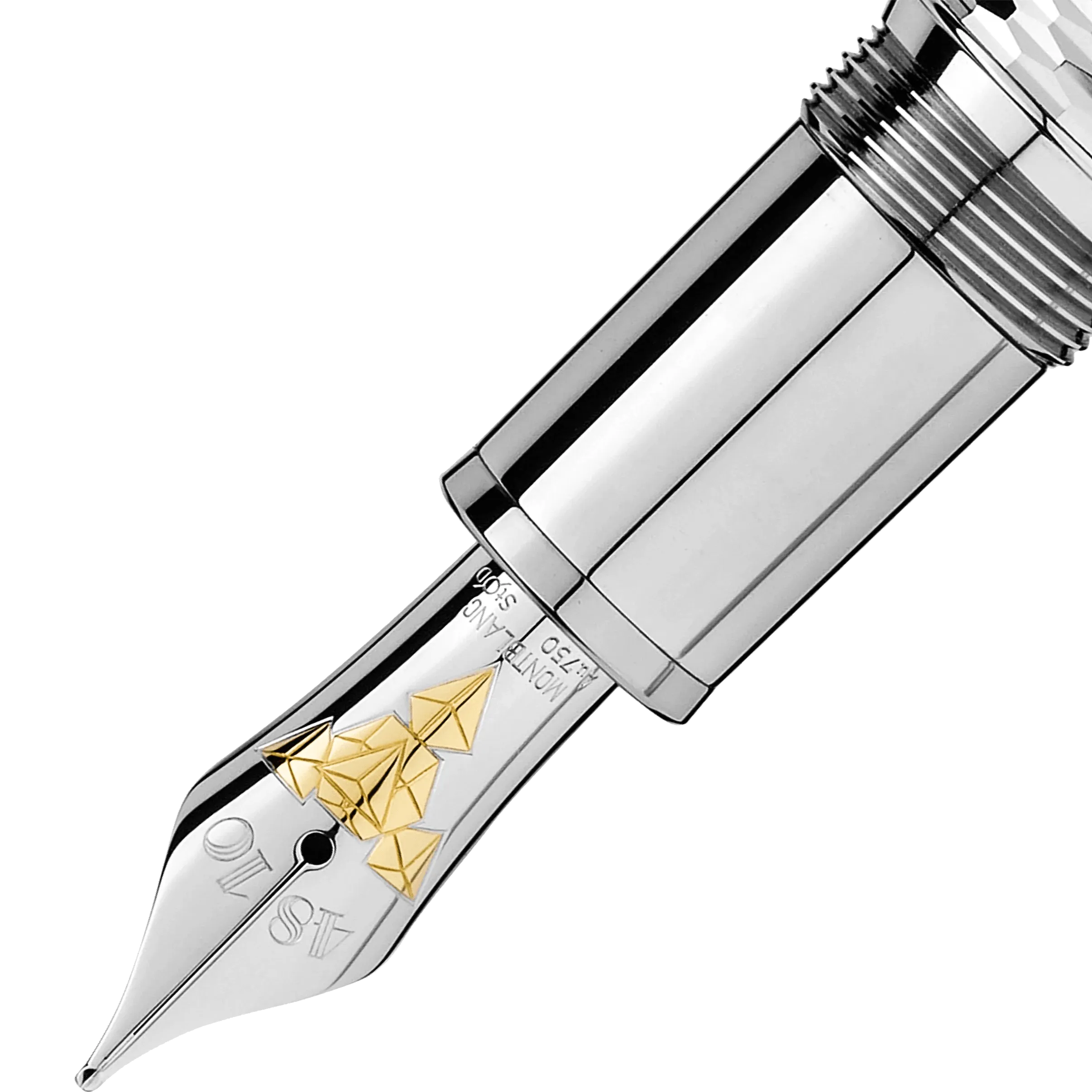 Montblanc fountaining Meisterstück Geometry Solitaire Legrand Punta M Platinum Finish Silver color 118097