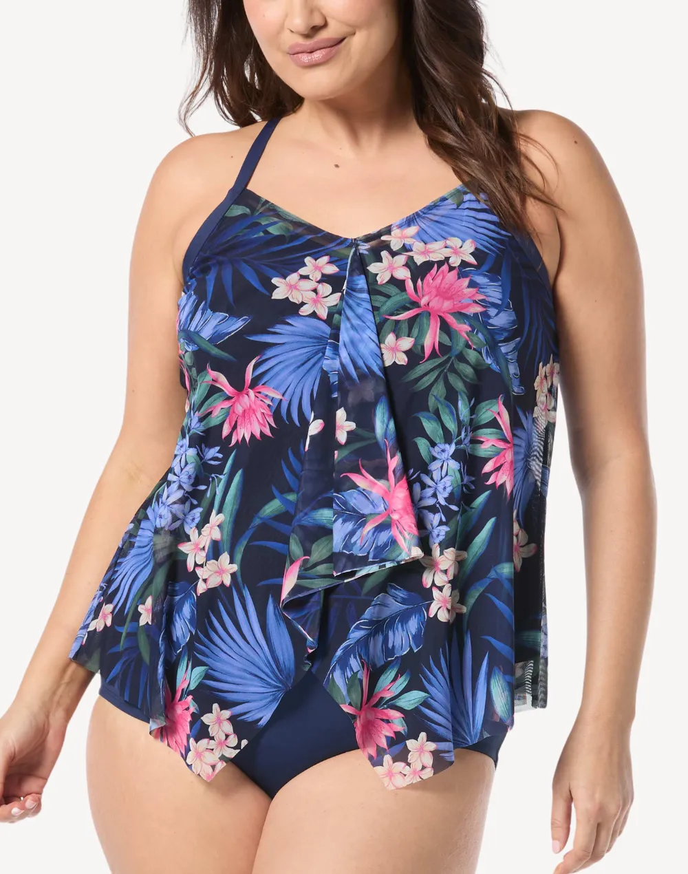 Monterey Tropical Kerry Mesh Plus Size Tankini Top
