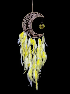 Moon Dreamcatcher - yellow feathers with Citrine Chips