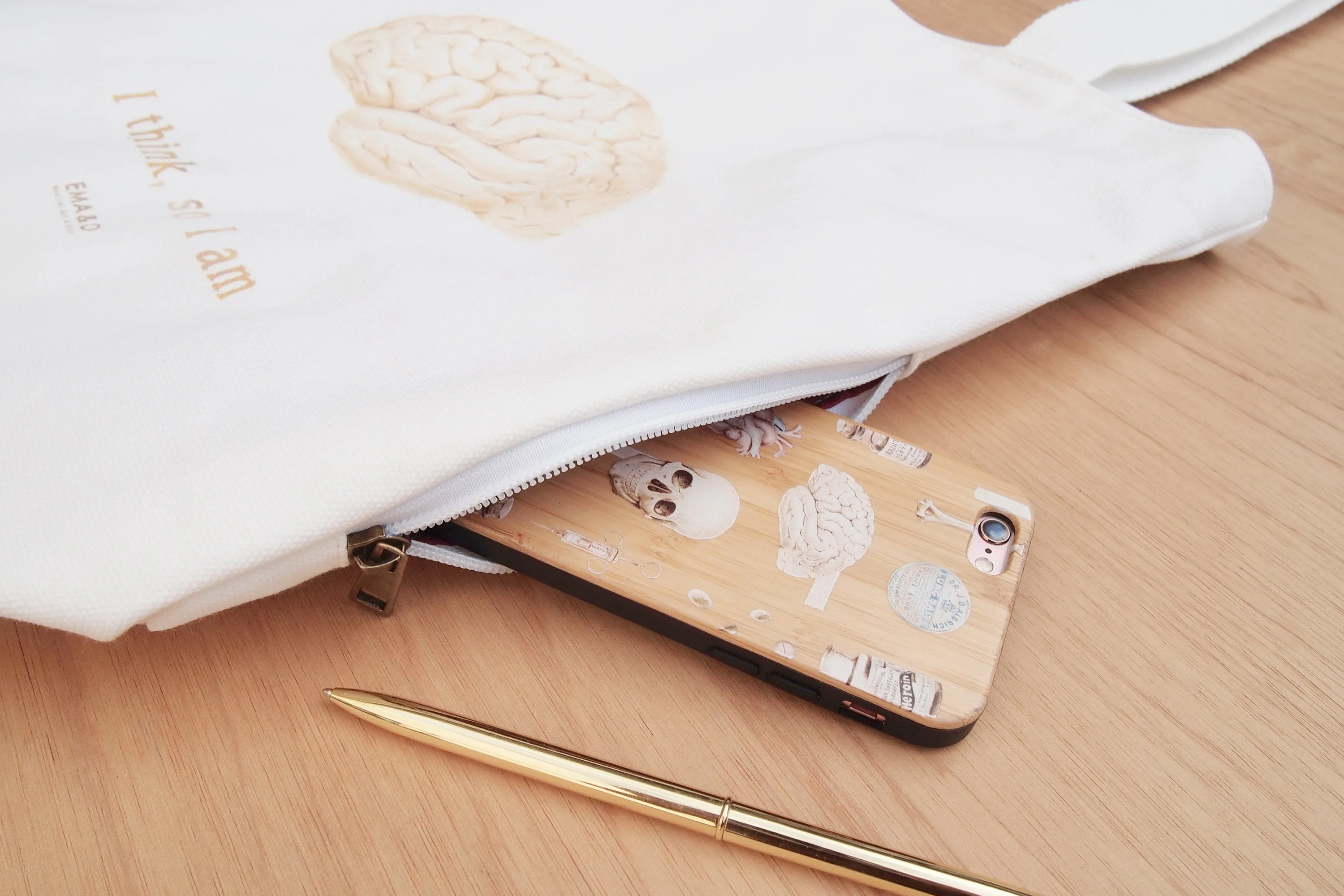 Multi Pocket Canvas Bag - Brain
