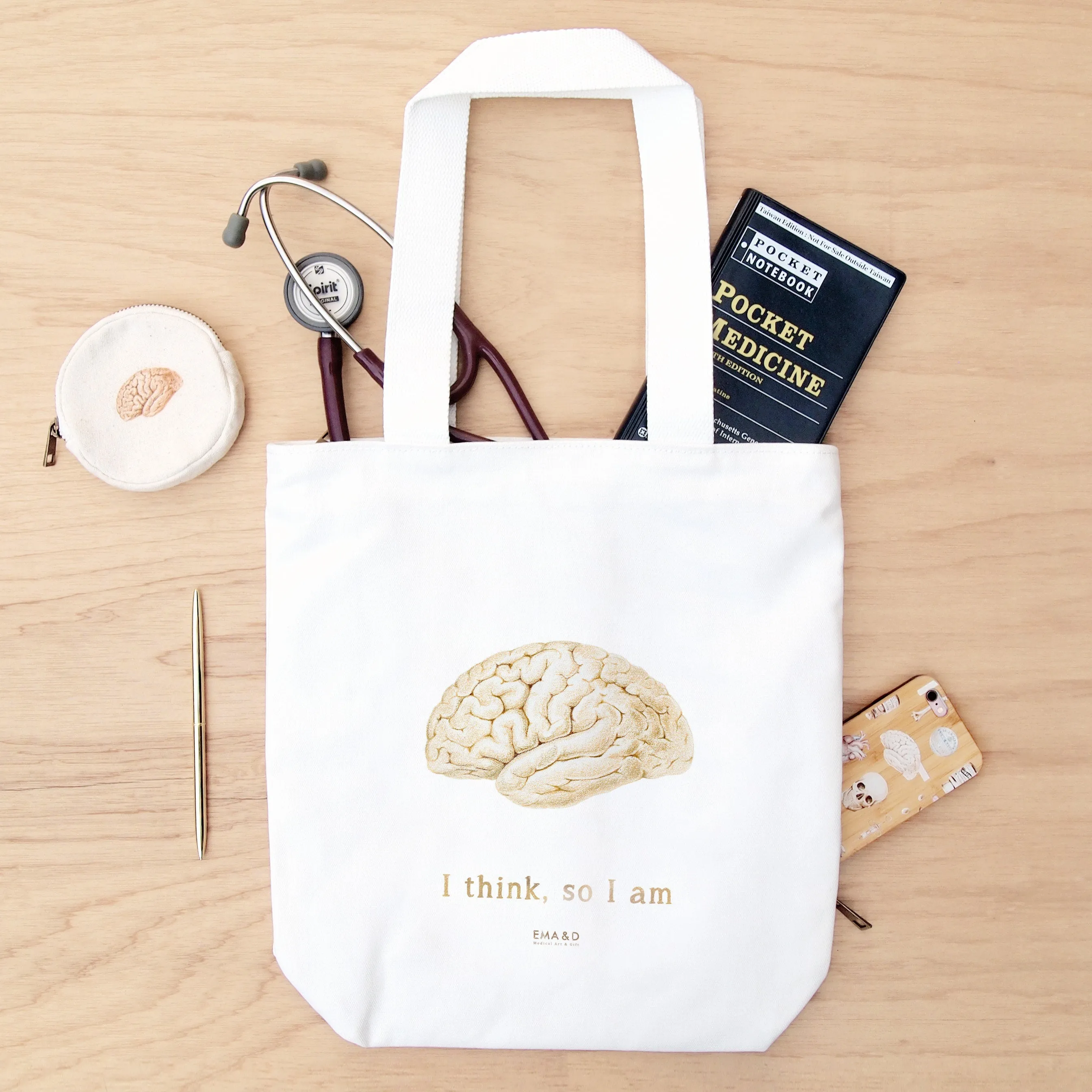 Multi Pocket Canvas Bag - Brain
