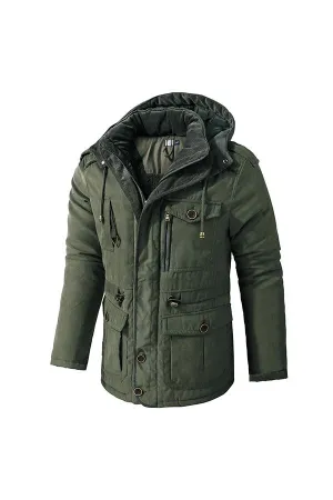 multi-pocket hooded cotton jacket