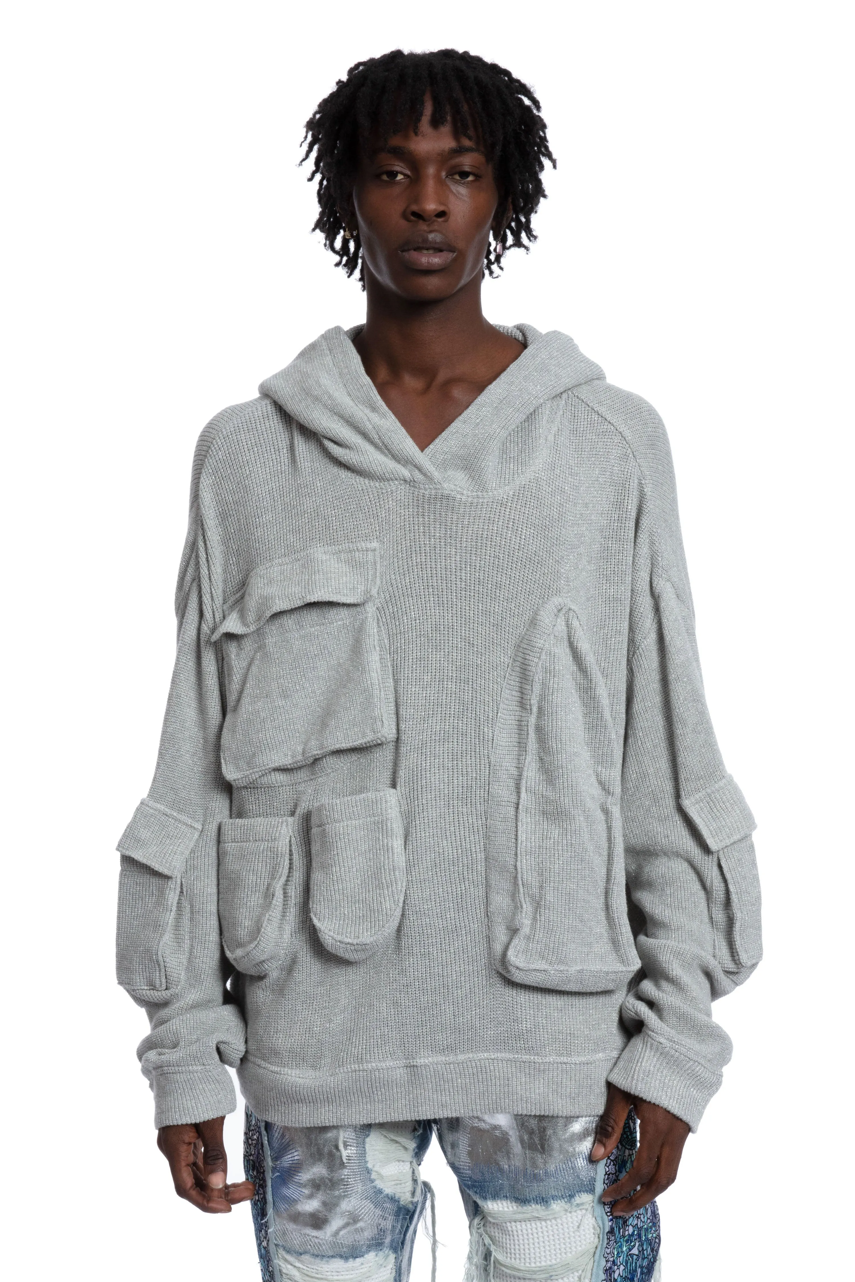 MULTI POCKET HOODED SWEATSHIRT