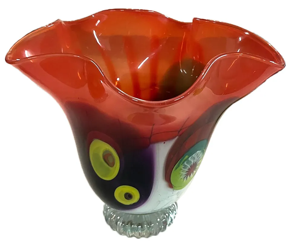 Multicolored Glass Fluted Bowl #108