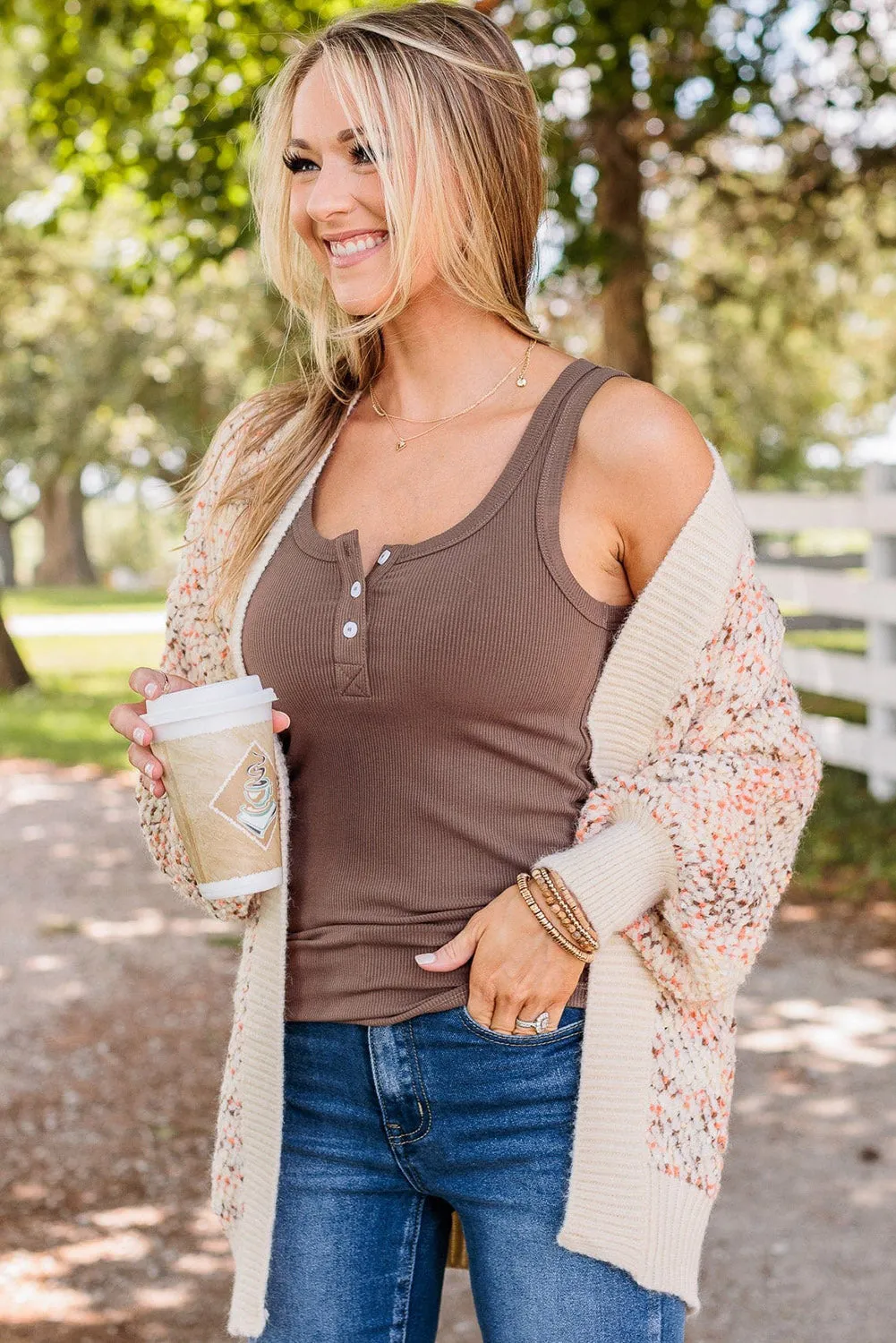 Multicolour Abstract Graphic Bishop Sleeve Open Cardigan