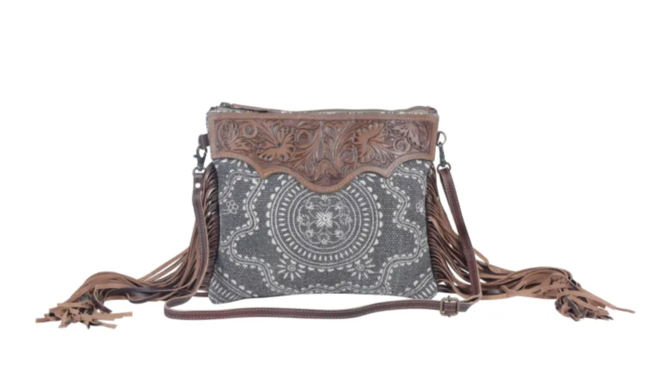 MYRA Women's MONOCHROMATIC MOTIF HAND-TOOLED BAG