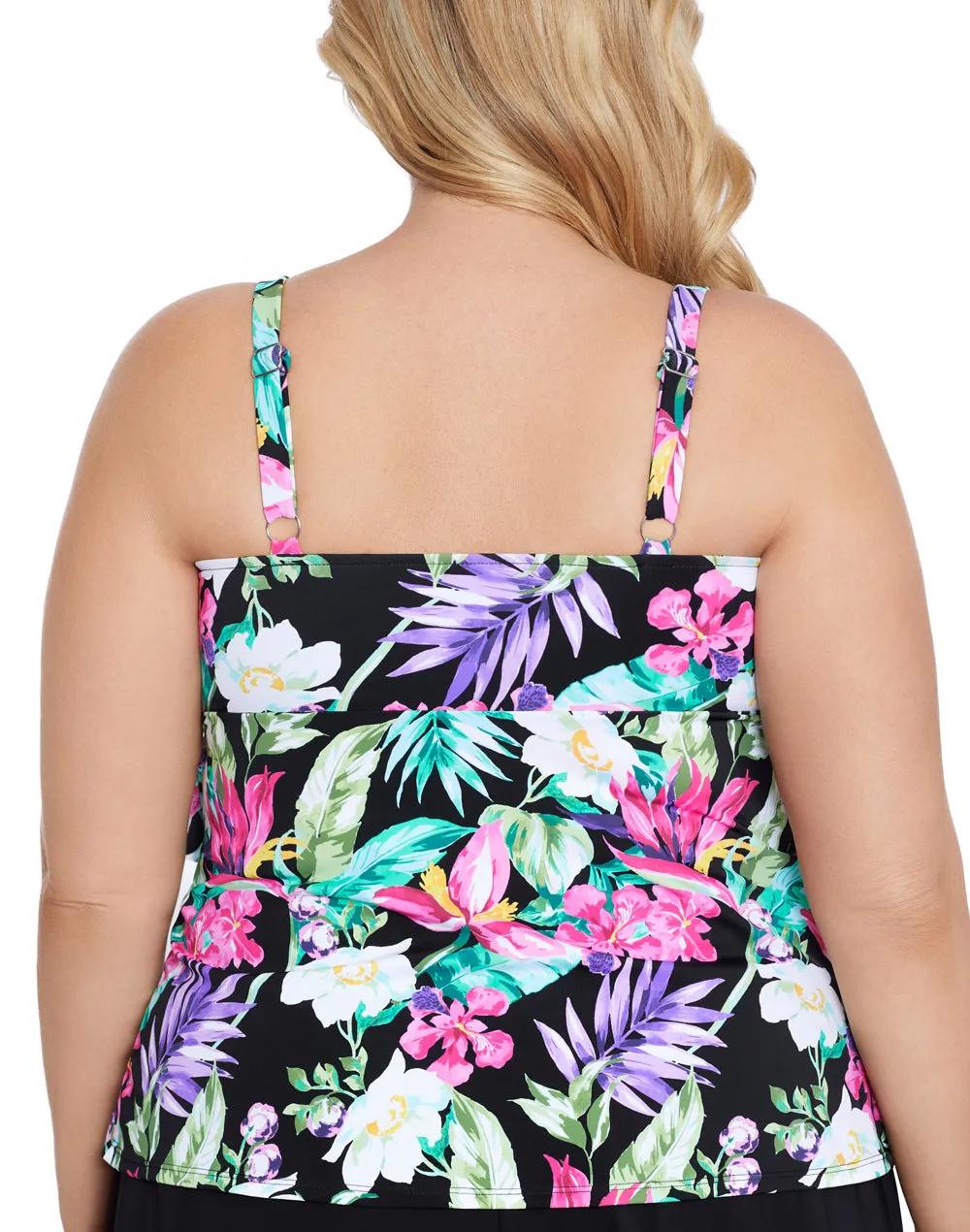 Mystic Tropic Triple Tier Plus Size Tankini Top