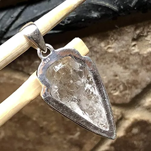 Natural Lemurian Crystal Quartz 925 Solid Sterling Silver Pendant 40mm