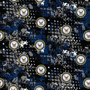 NAVY-Abstract Geo Logo-100% Cotton-1180N