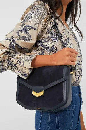 Navy Suede London Bag