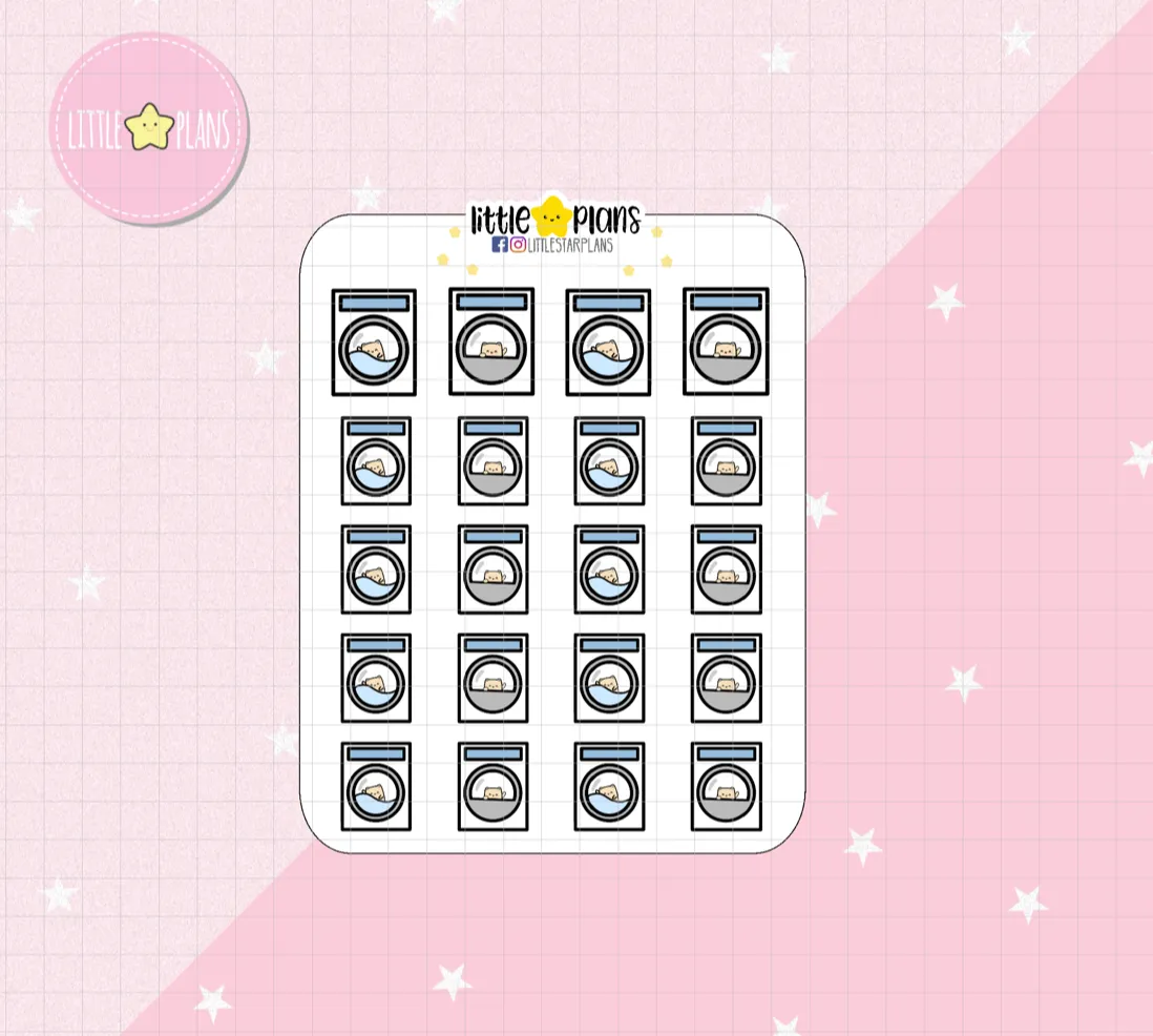 Neku Laundry Day, Wash Clothes, Dry Clothes, Washer and Dryer Planner Stickers (N35)