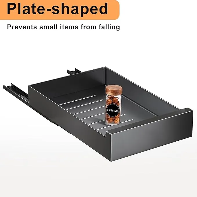 New 1 Pc Kitstorack Pull Out Cabinet Organizer Fixed With Adhesive Nano FilmHeavy Duty Storage and Organization Slide Pantry Shelves Sliding Drawer Shelf for KitchenLiving RoomHome15.8/inW x 16.9/inD 3.1/inH Black