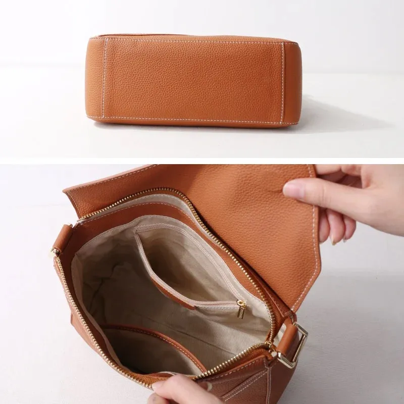 New Fashion Women's Handbag Soft Leather Flap Underarm Shoulder Bag Boutique Fashion Design Crossbody Messenger Handbag