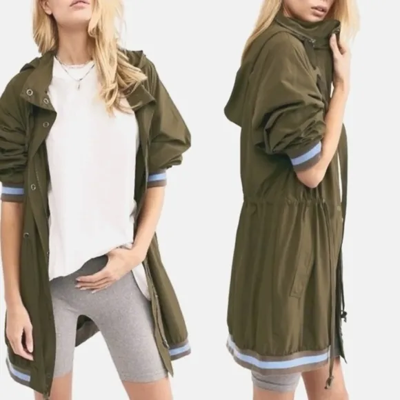 New! Free People Windswept Windbreaker Jacket Baggy Hooded Gorpcore Grunge