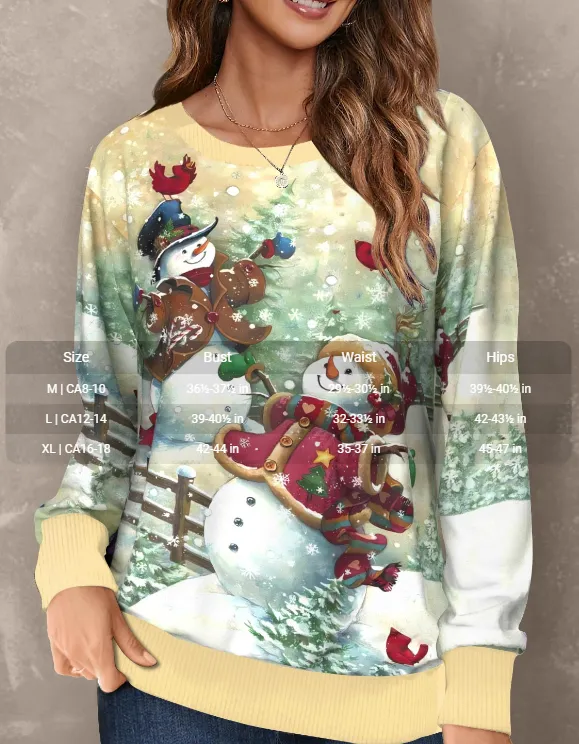 NEW MODLILY® Multi Color Christmas Print Round Neck Sweatshirt, Sz M, Retails $41