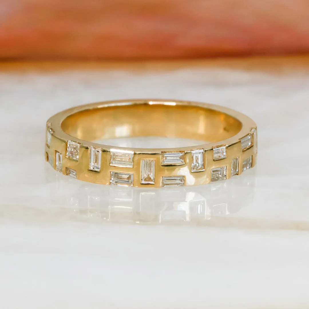 Noctiluca Geometric Natural Baguette Cut Diamond Wedding Band