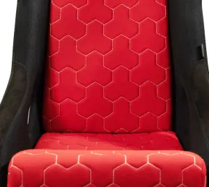 NRG SC-300-GS02RD Red White Stitching Hex Geometric FRP Bucket Seat Cushion