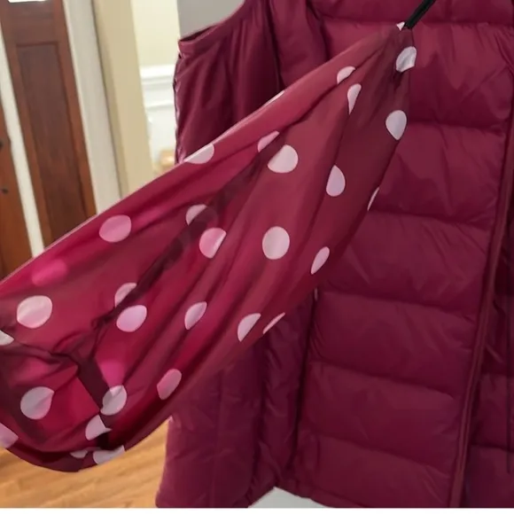 NWT Market &amp; Spruce Down Quilted Full Zip Packable Vest Burgundy